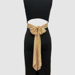 Robe élégante sans manches à col carré avec fente latérale et détails en paillettes - Noir, dos, détail en nœud