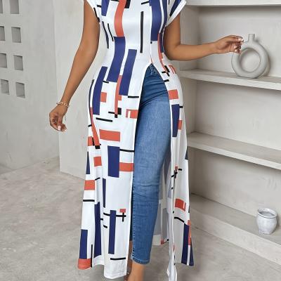 Robe Élégante Zhou Meiling à Imprimé Géométrique pour Femme