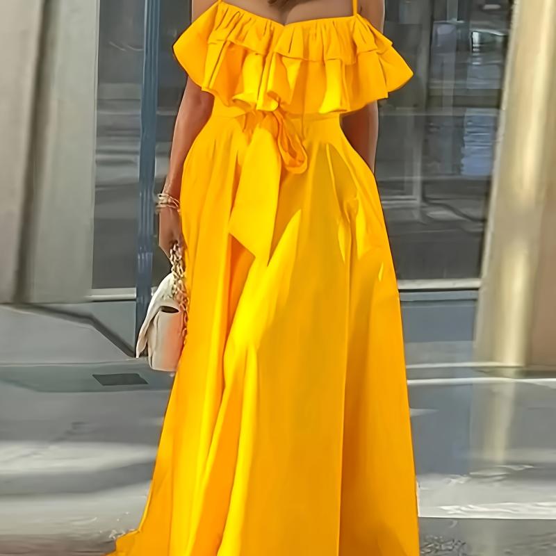 Robe Camisole Sans Manches À Volants