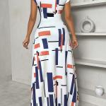 Robe Élégante Zhou Meiling à Imprimé Géométrique pour Femme