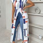 Robe Élégante Zhou Meiling à Imprimé Géométrique pour Femme